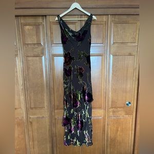 Brown floral evening gown